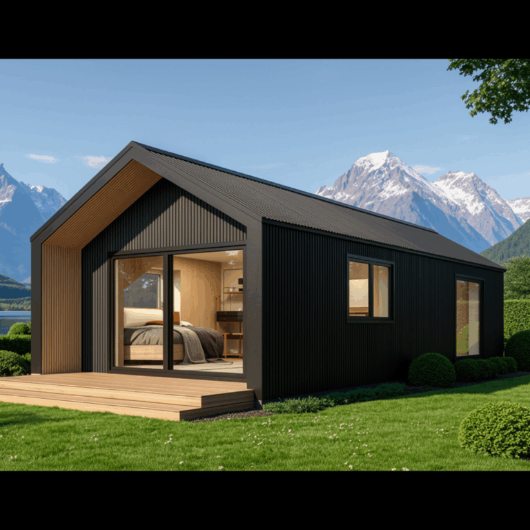 40sqm 1 bedroom granny flat with corrugated Coloursteel cladding and timber deck