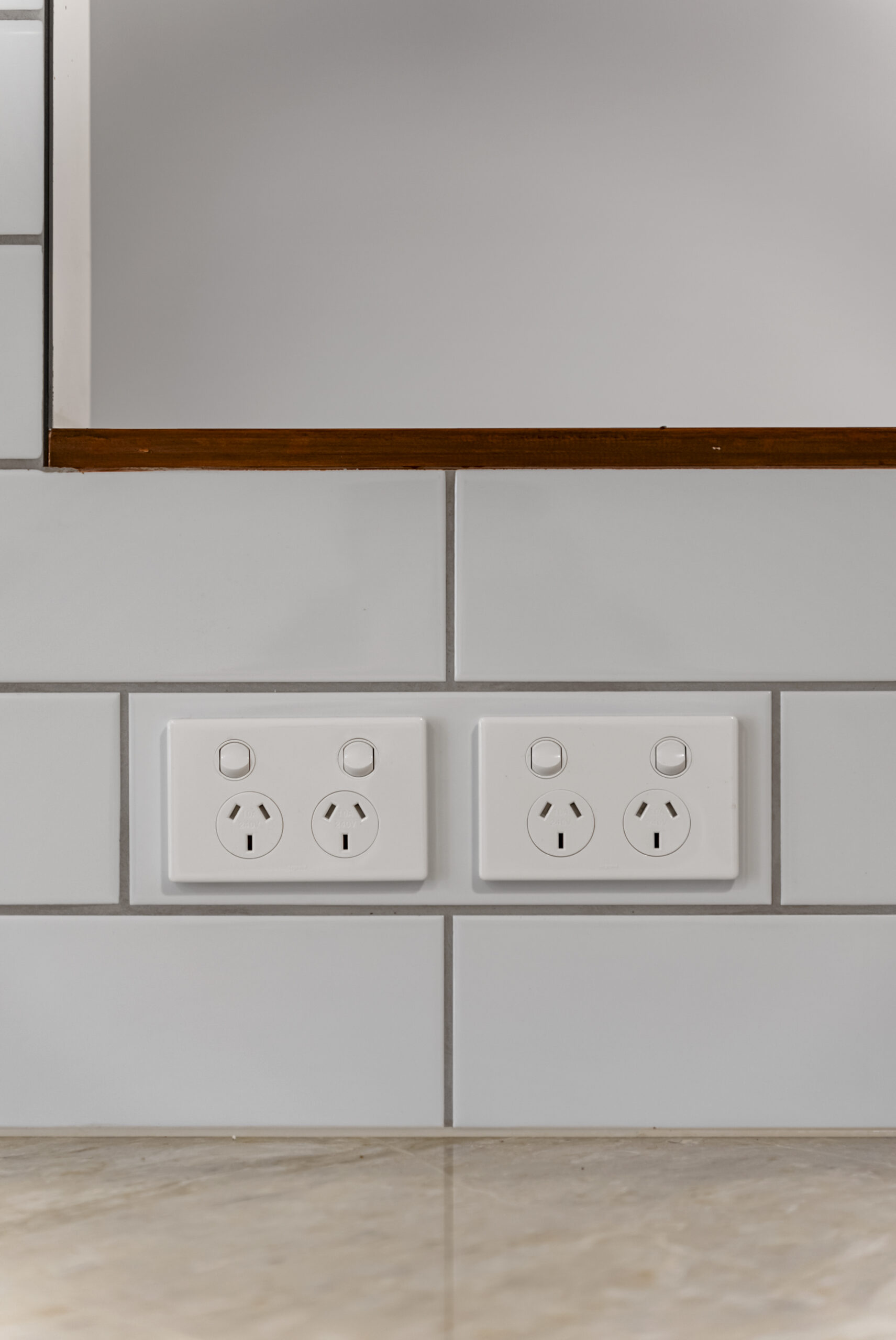 Carefully planned kitchen tile setout